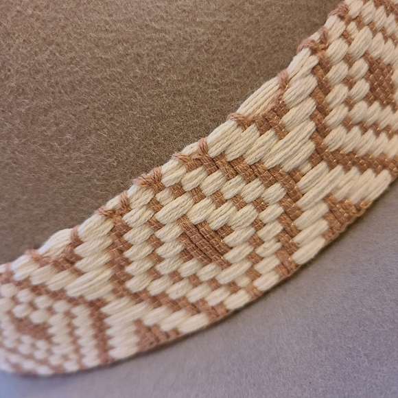 Olive & Pique Wool Fedora Hat Coastal Cowgirl Boho Western Aztec Band Adjustable - Picture 6 of 14